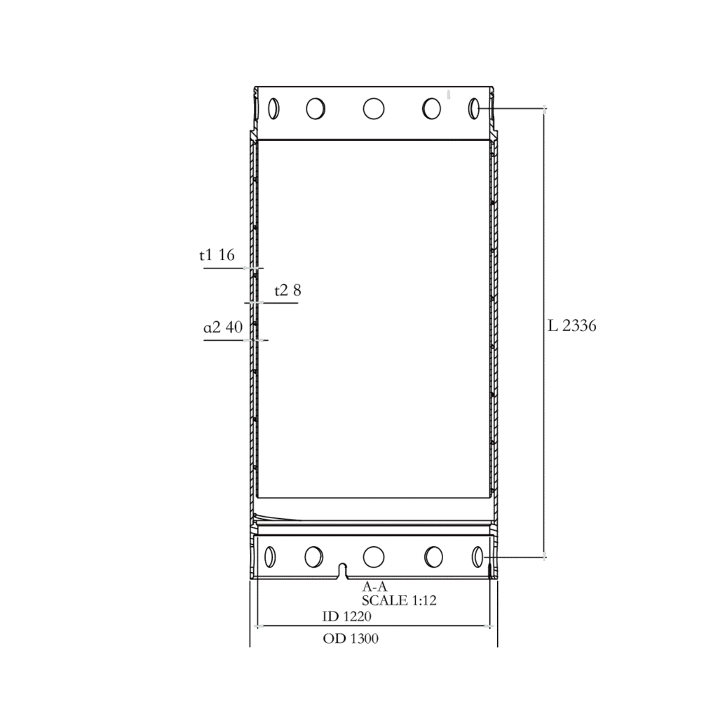 Drawing of double wall caings